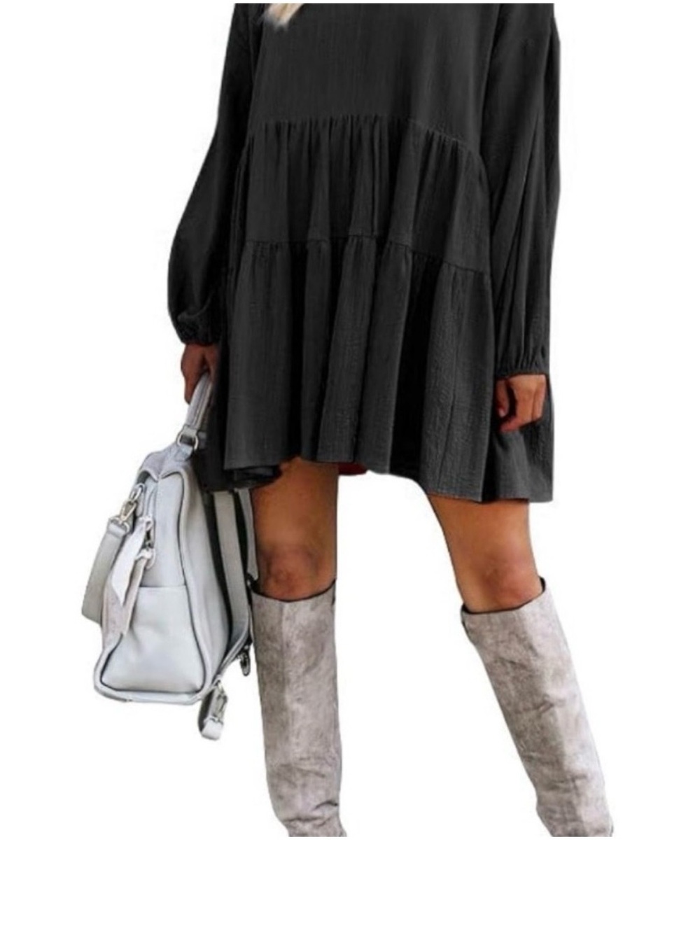NWT Fancyinn Black Tiered Babydoll Mini Dress